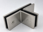 Shower Bracket - Square 180 Degree 90 Degree Glass to Glass - Brushed Nickel